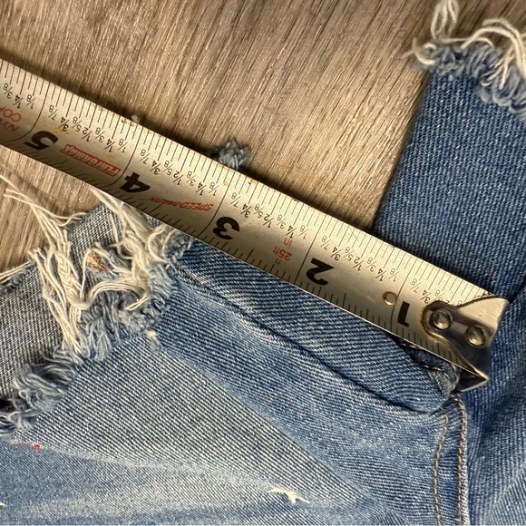 NOBO‎ Cut Off Short Jean Sz 3 Denim Stars Red White Blue Patriotic Distressed - Picture 8 of 8
